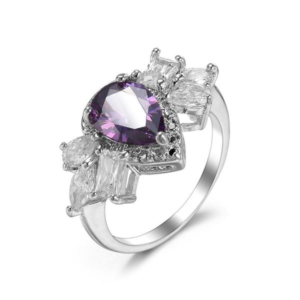 

wedding rings shiny side accessories violet zirconia butterfly for women simple style crystal party banquet fine jewelry, Slivery;golden