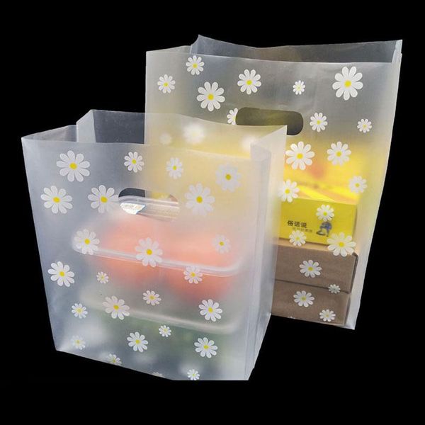 

storage bags 50 pcs plastic gift bag shopping with handle christmas wedding party candy cake packaging