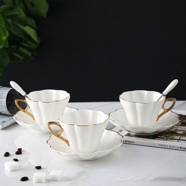 

cups & saucers ceramic elegant flower bone chinese coffee cup with saucer set white porcelain phnom penh office tea home cafe