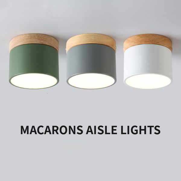

led downlight surface mounted ceiling 7w 220v nordic wood macaron adjustable lamp point for indoor entrance hall living room se38