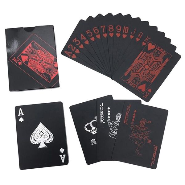 

greeting cards pvc plastic playing set trend 54pcs deck tricks tool pure black magic box-packed 100% brand durable