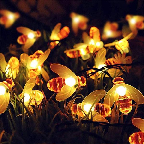 

strings led solar bee string lights outdoor power leds waterproof decors lamp garden christmas holiday decor