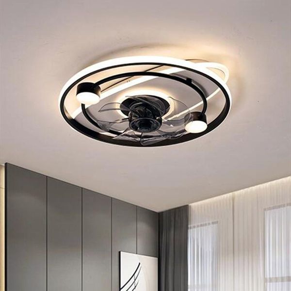 

ceiling fans nordic style smart led fan lamp art circle living room bedroom kitchen bar decoration light remote control dimmable