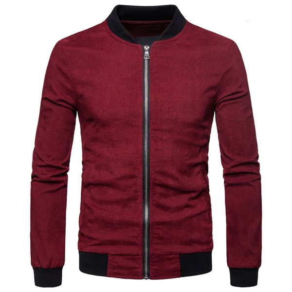 

autumn and winter new young men's casual solid corduroy baseball jacket with stand collar, Black;brown