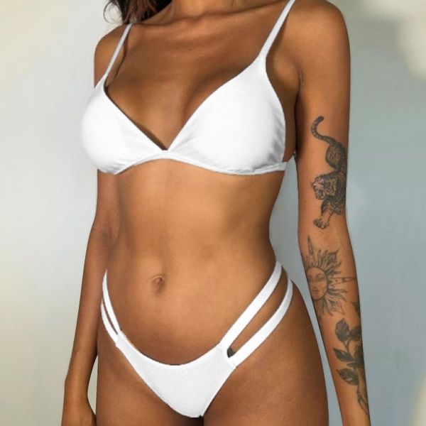 

women's swimwear solid bikini women push up swimsuit female beachwear thong bikinis biquini swim suit swimming #py, White;black