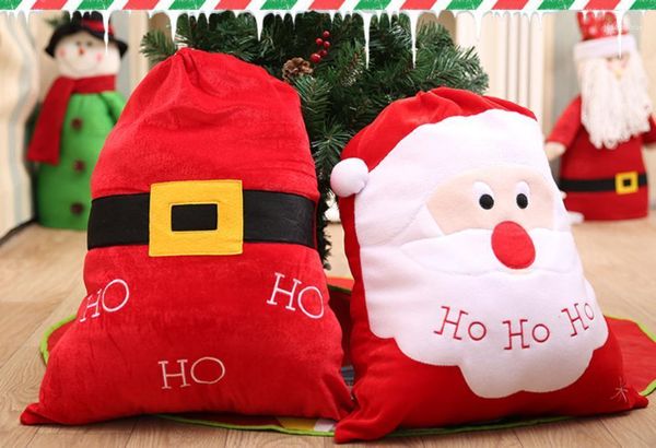 

christmas decorations stockings gift holders bag snowman santa claus pattern drawstring non-woven bags1
