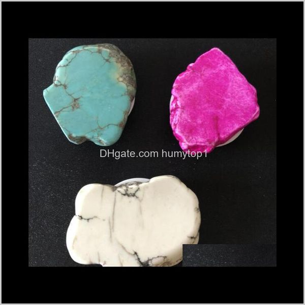 

2018 creative real marble stone cell phone holder universal finger holder expandable stand bracket with opp bag package 3m glue dmdhb bae9i