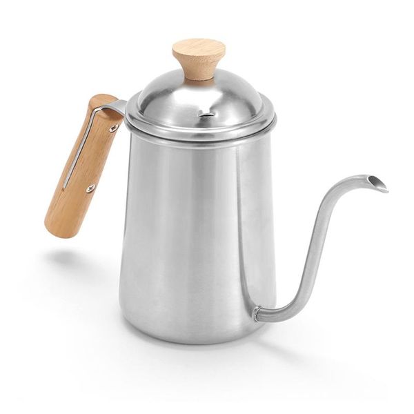 

water bottle 650ml stainless steel coffee kettle gooseneck cafe pot spout teapot with lid pour-over drip swan neck