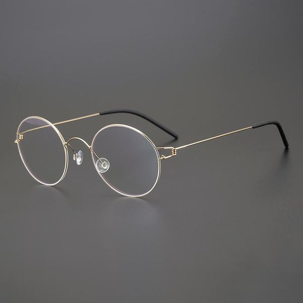 Óculos de sol da moda quadros ultralight pure titanium óculos quadro de gama de games de designer redondo de grife miopia lendo prescript