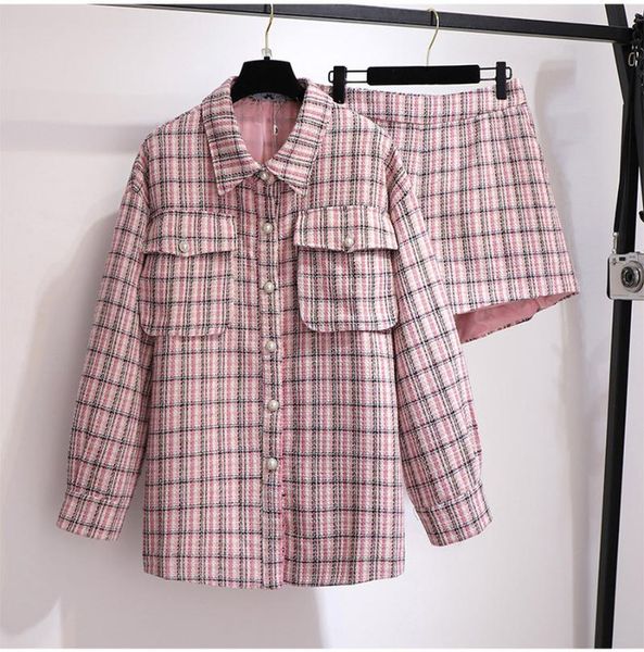 

plus size tracksuits women's sets 2021 pink color spring and autumn female lattice jacket shorts casual two-piece suit 4xl 5xl 6xl, Black