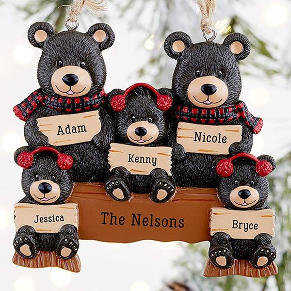 

christmas decorations 2022 decor bear family pendant diy name tree cute