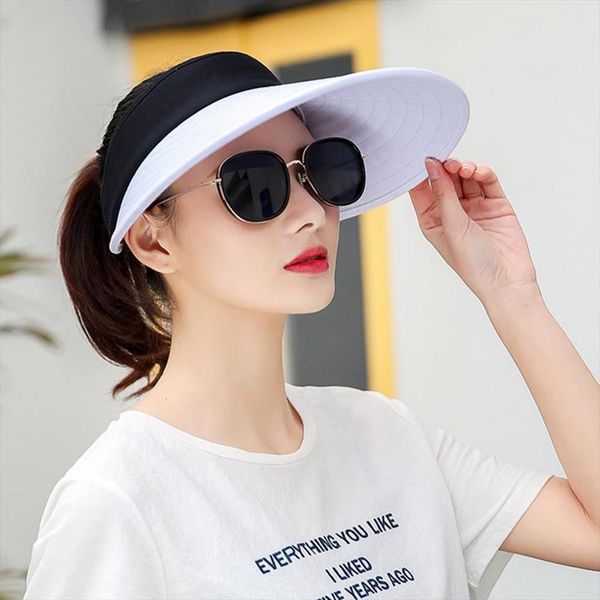 

tennis caps women wide brim adjustable sport headband classic sun sports visor hat running cap beach outdoor, Blue;gray