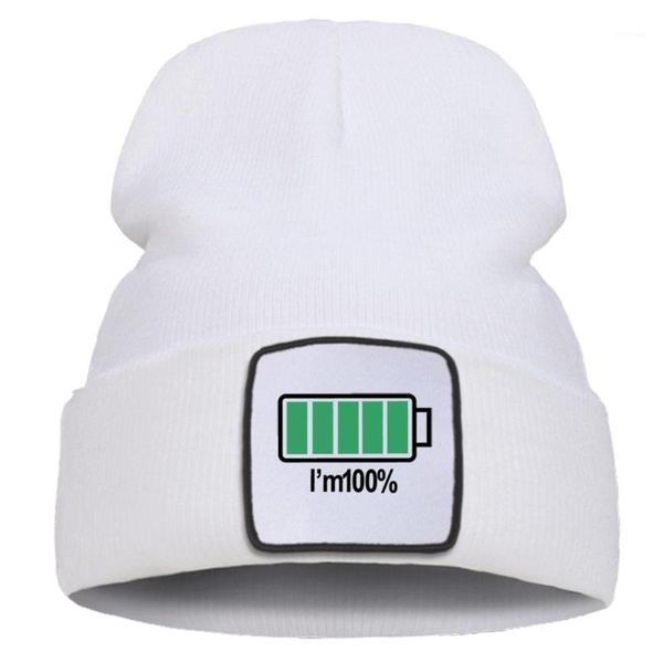 Goselhas Eu sou 100% Bateria Harajuku Bajuku Baçalhos Respirável Ao Ar Livre Cap De Malha Unisex Algodão Beanie Caps Street Quente Hip Hop Hedging Ha