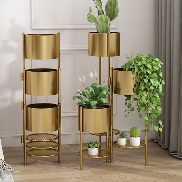 

planters & pots nordic luxury floor iron flower rack multi-layer plant pot indoor extensible shelf living room home el decor