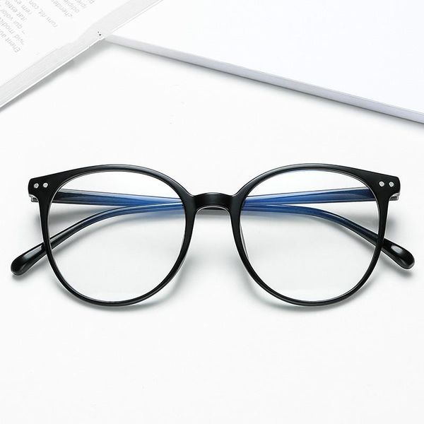

fashion sunglasses frames 2021 trends office anti blue light oversized glasses computer women blocking gaming big size woman men eyeglasses, Black