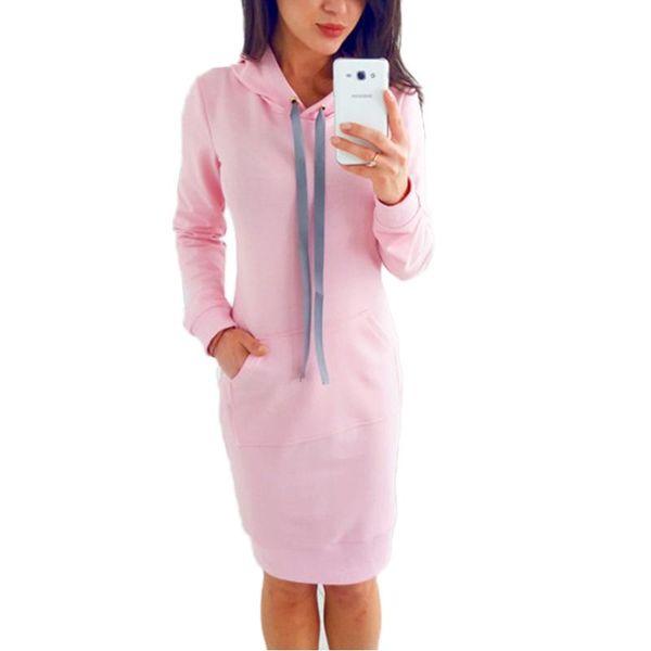 

casual dresses women sporting dress with pockets nice autumn long sleeve bodycon pencil drawstring hoodie slim fit pullover winter, Black;gray
