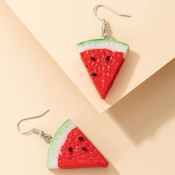 Dangle Chandelier Fahsion Watermelon Resina Dangel Brincos para Mulheres Bonito Fruta Metal Declaração Partido Jóias Acessório Presente