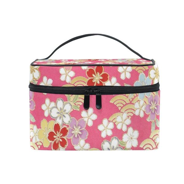 

fengju cosmetic bag portable travel organizer hanging toiletry case storage tote for girls woman flowers