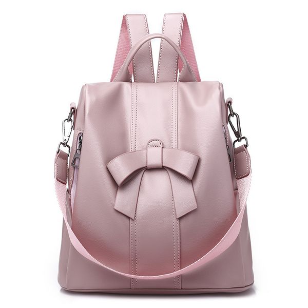 

2021 new female bow lovely little fresh backpack fashion soft leather student schoolbag