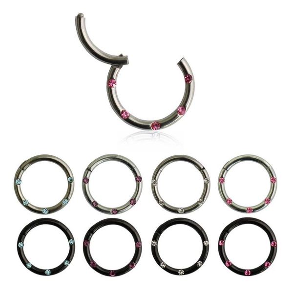 

other 1pc 16g g23 titanium segment hinged rings septum nose clicker piercing lip earrings cartilage helix nipple ring body jewelry, Slivery;golden