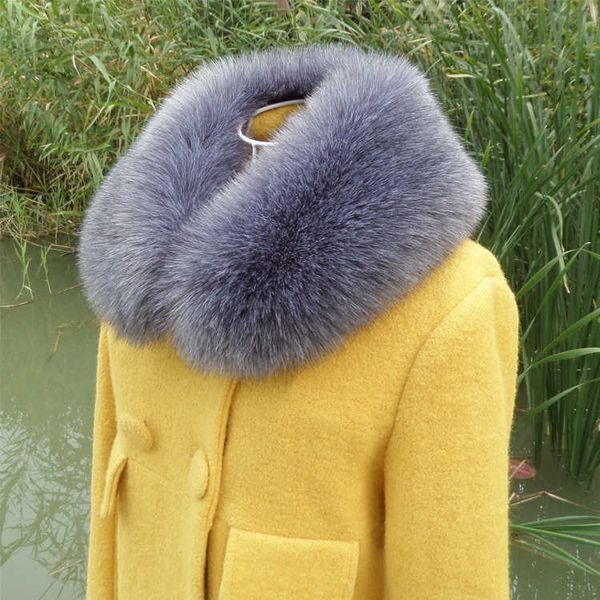 

winter fur collar faux fox fur scarf raccoon fur collar winter coat decoration multi color to choose soft faux fox scarf h0923, Silver