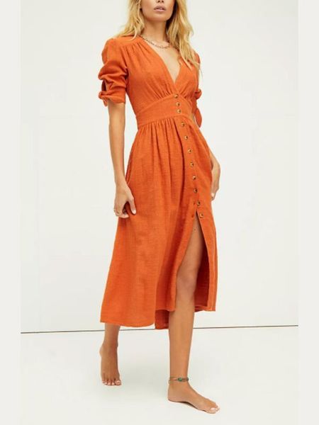 

luxury casual drs2021 women's fast fashion deep v-neck button long sleeve drs, Black;gray