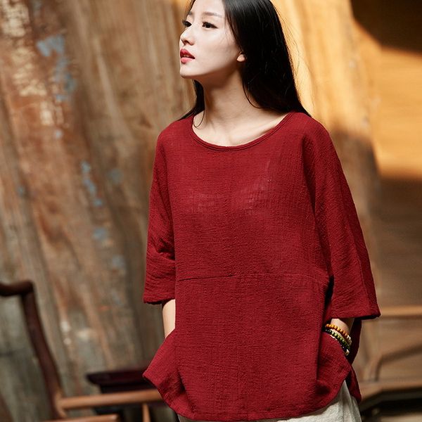 

2021 new arrival italy style short sleeve linen women summer wine red fashion female shirts cotton solid shirt girls camiseta 1j0o, White