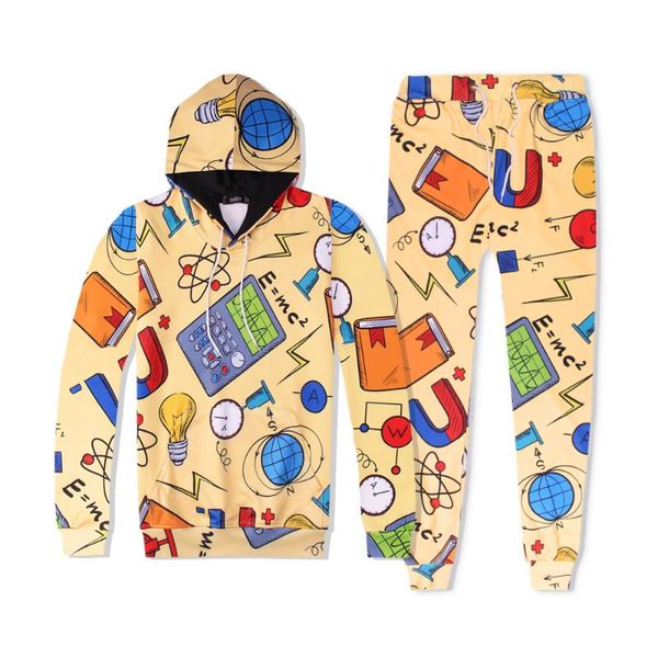 

men's tracksuits 2021 spring autumn set hoodiess+pants cartoon suit sweatshirt casual jogging, Gray