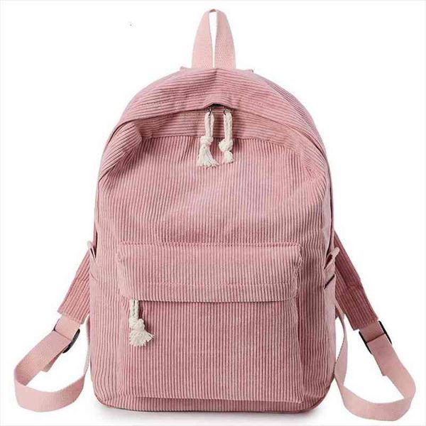 

preppy style soft fabric backpack female corduroy design school for teenage girls striped women