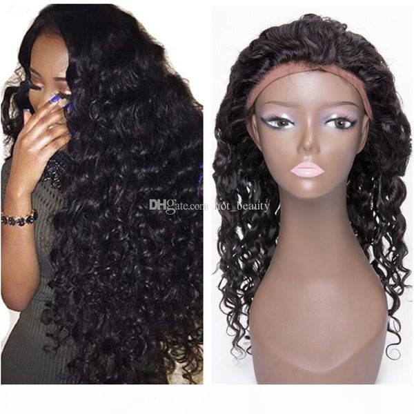 

glueless lace front human hair bob wigs deep curly for black women with baby hair 130% density pre plucked brazilian human hair wigs, Black;brown