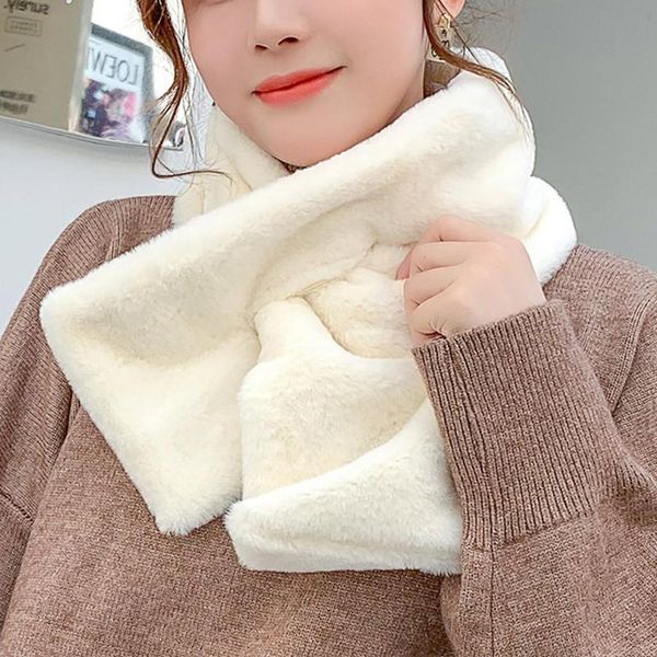 

cashmere imitation hair scarf woman girl winter thick warm neck wraps chic faux fur collar pure color soft fluffy scarves, Blue;gray