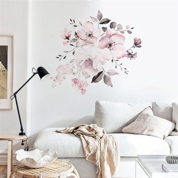 

wall stickers pink peony flower romantic flowers home decor for bedroom living room background decals