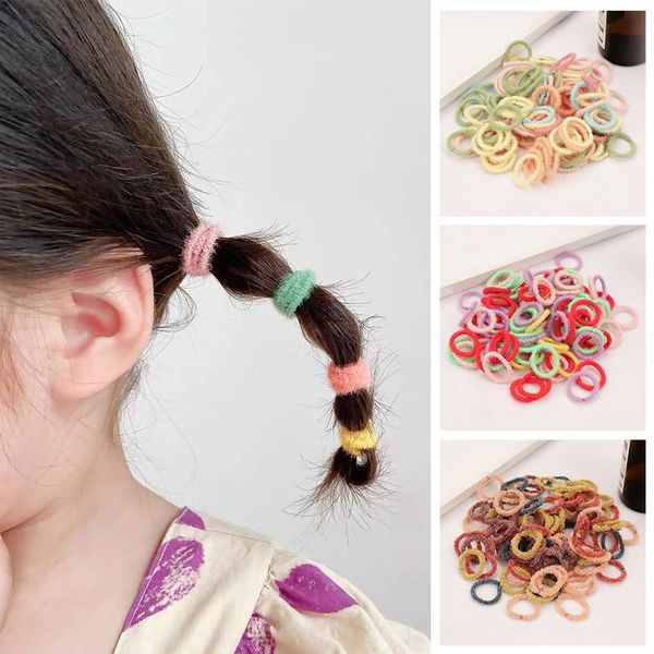 

hair accessories 100pcs elastic bands girls sweets scrunchie rubber band for children ties clips headband baby kid, Slivery;white