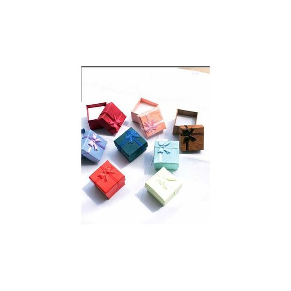 

wholesale- wholesale 24pc/lot size4*4*3cm 10 colors,jewelry display paper ring earrings gift box velvet ring box jllnoj xmh_home