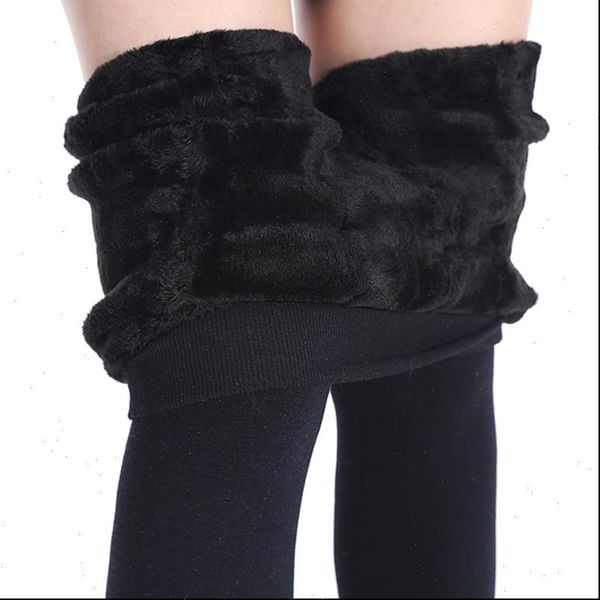 

normov womens winter plus cashmere leggings fashion big size warm super elastic faux velvet winter thick slim leggings, Black