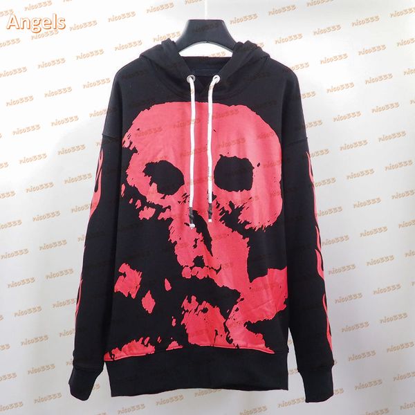 

21ss classic hoodies angel skull flame print hooded sweater men and women with the same paragraph pa shirt tide stay on street wild, Black