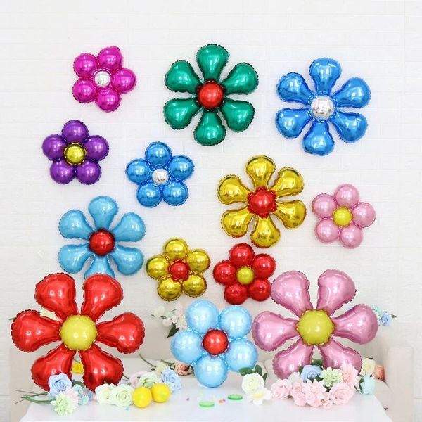 

party decoration 100pcs flower aluminum foil balloons happy birthday wedding baby shower marketing activities supplies