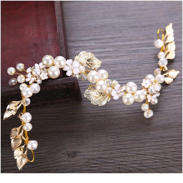 

ailibride gold pearl headband for wedding tiara bridal hair accessories handmade women bride hair ornaments qylxrx, Silver
