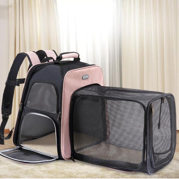 

pet carrier bag portable cats bag expandable breathable mesh for small dogs cats outgoing travel backpack pets carry supplies
