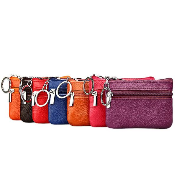 

wallets men wallet women genuine leather mini purse bus card package creative korean zipper key bag coin loose fashion, Red;black