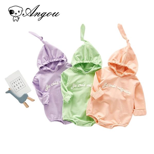 

jumpsuits angou hooded candy color infant baby boys girls long sleeves rompers jumpsuit spring autumn solid cotton soft kids clothes, Blue