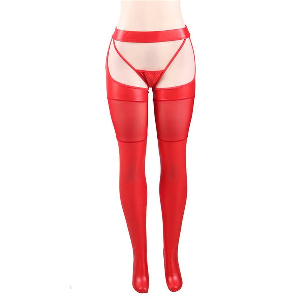 

pu leather boots mesh patchwork latex stockings sexyy open crotch tights with g strings pole dance clubwear, Red;black