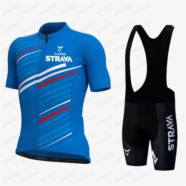 

racing sets strava summer 2021 cycling jersey suit breathable team sport bicycle mens clothing short bike, Black;blue