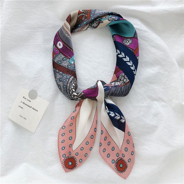 

2021 small square decoration versatile contrast color small scarf small scarves spring and autumn summer scarves, Blue;gray