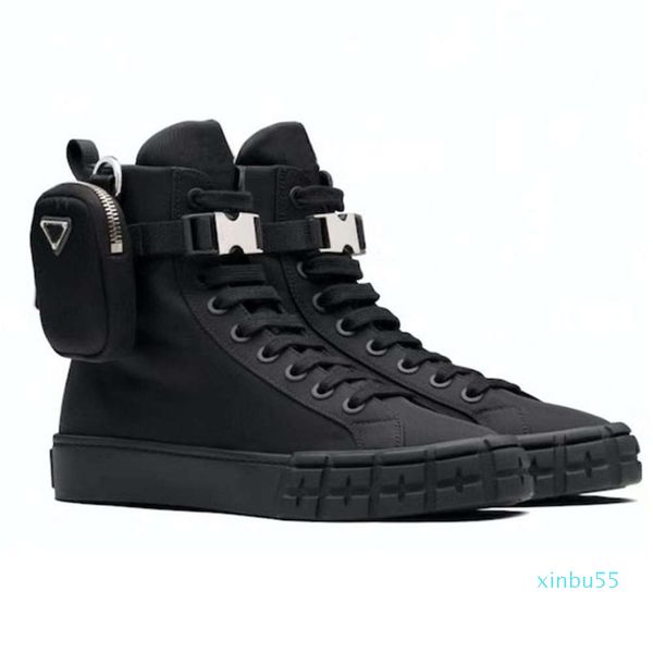 

wheel ers shoes high re-nylon sneakers men women platform shoe combat flat trainers white black with bag boot lace up sneaker