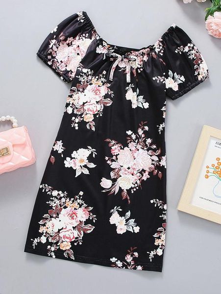 

toddler girls floral print bow front dress she, Red;yellow