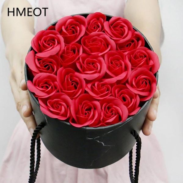 

round portable cylindrical hug bucket with fresh soap flower set valentine's day gift box florist supply wedding gift home decor