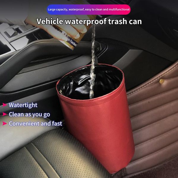 

other interior accessories folding car trash can waterproof pu storage busket organizer easy to clean mini bin container for auto nj88