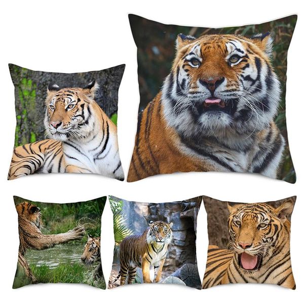 

cushion/decorative pillow wild animals printed cushion cover tiger po covers for home sofa decorative throw cases