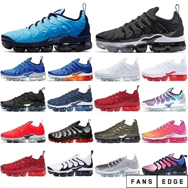 

2021 plus tn running shoes triple black white light current blue bleached aqua usa outdoor breathable mens trainers sport sneakers